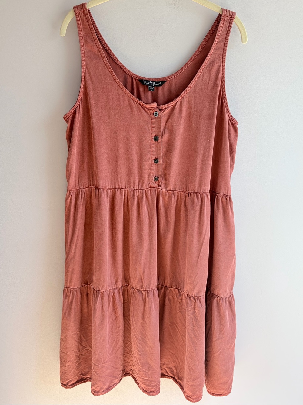 Velvet Heart Sleeveless Dress Rust Terracotta Tiered Button Placket Summer EUC M